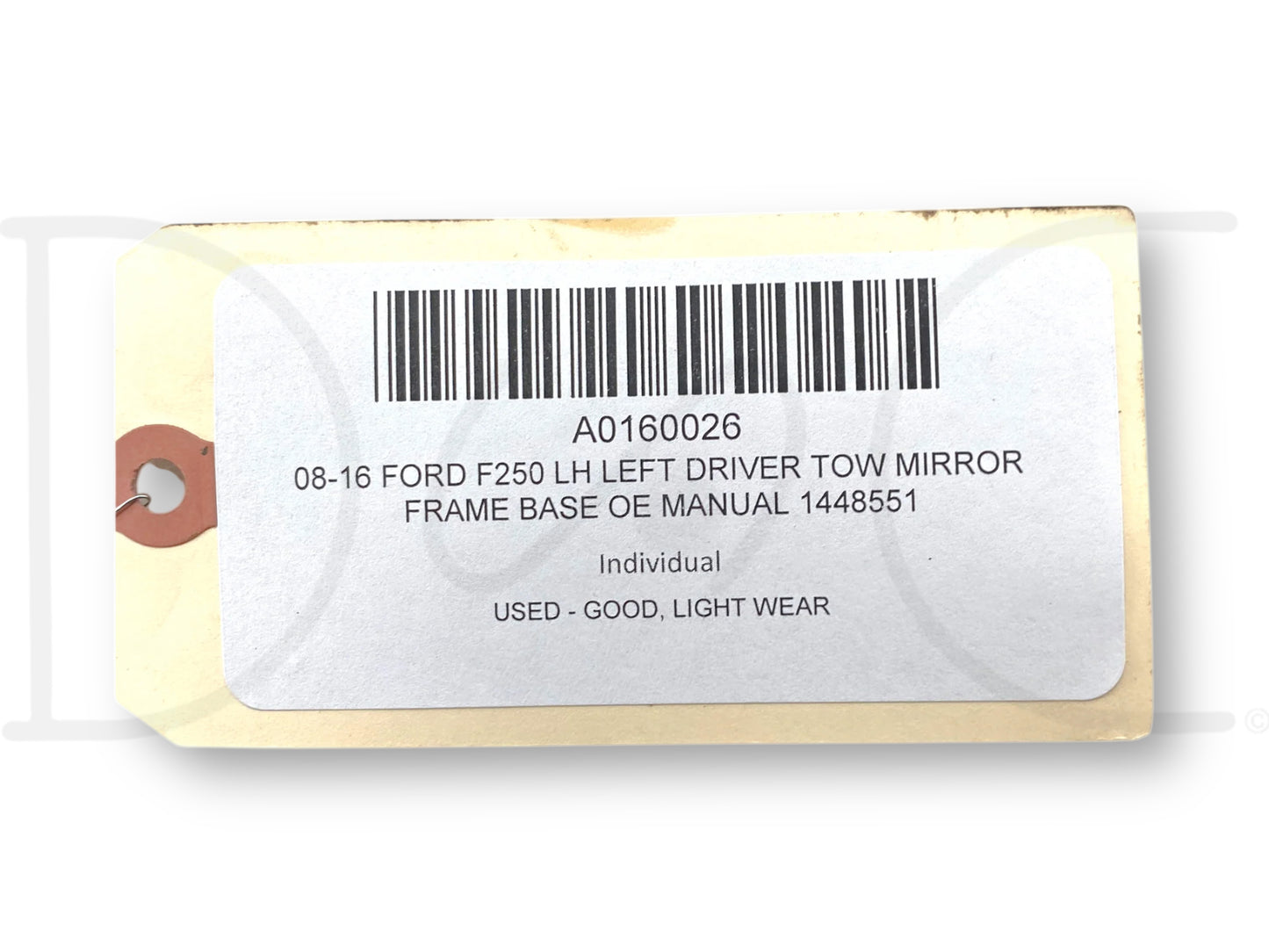 08-16 Ford F250 LH Left Driver Tow Mirror Frame Base OE Manual 1448551