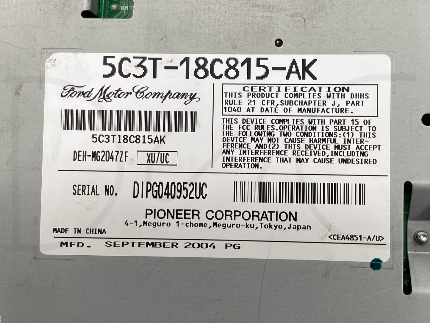 05-07 Ford F250 F350 Factory Radio Head Unit AM/FM 6 CD OEM 5C3T-18C815-Ak