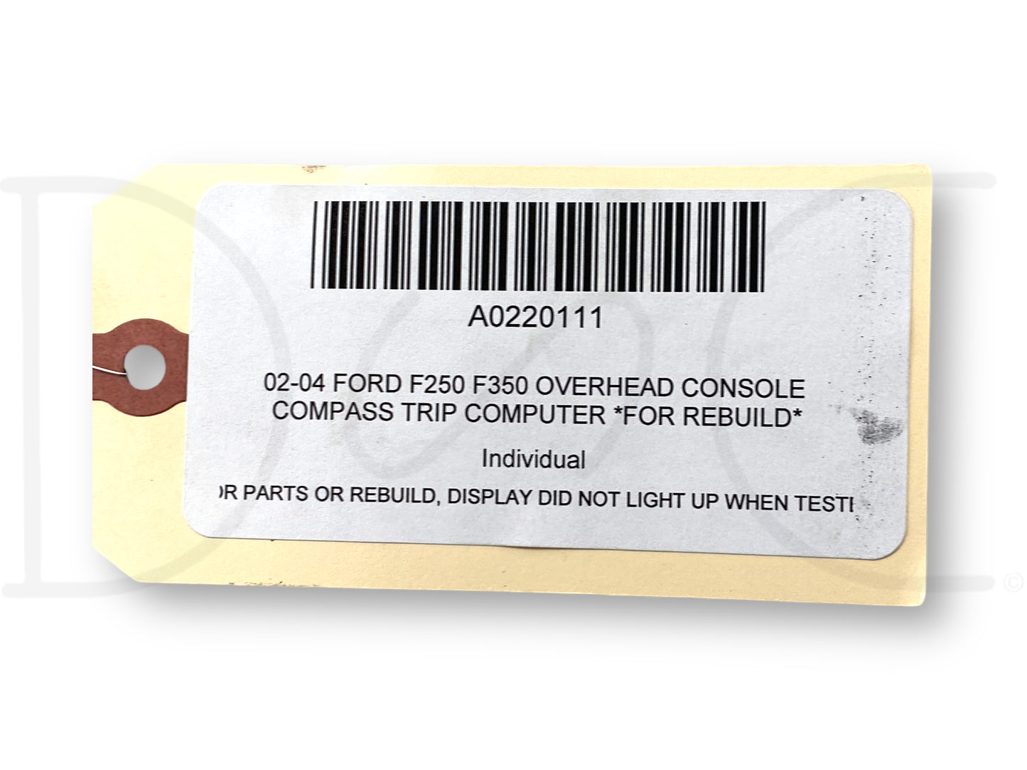02-04 Ford F250 F350 Overhead Console Compass Trip Computer *For Rebuild*