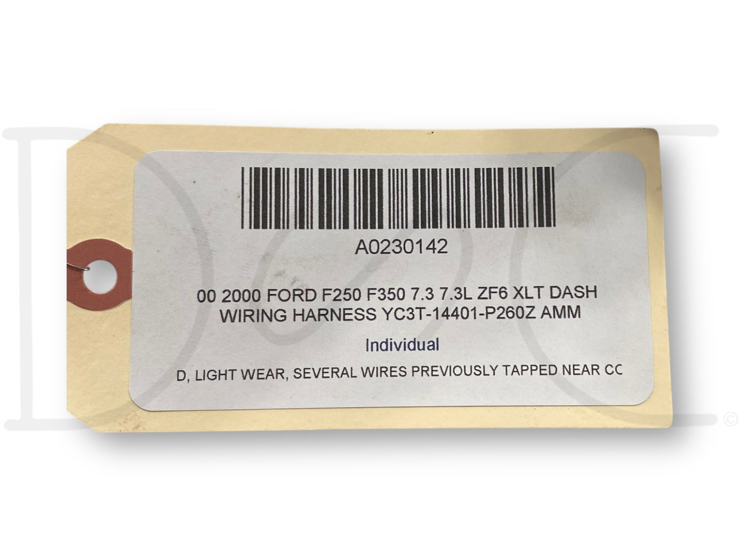 00 2000 Ford F250 F350 7.3 7.3L ZF6 XLT Dash Wiring Harness YC3T-14401-P260Z Amm