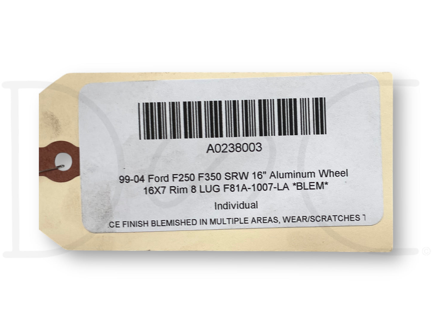 99-04 Ford F250 F350 SRW 16" Aluminum Wheel 16X7 Rim 8 Lug F81A-1007-La *Blem*