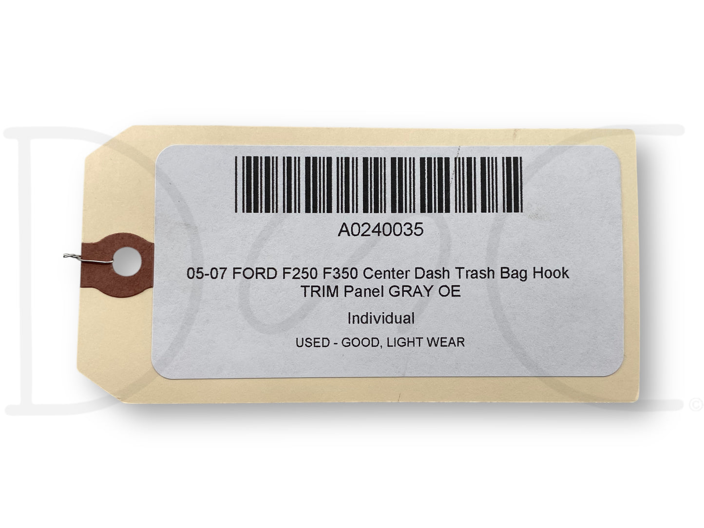 05-07 Ford F250 F350 Center Dash Trash Bag Hook Trim Panel Gray OE