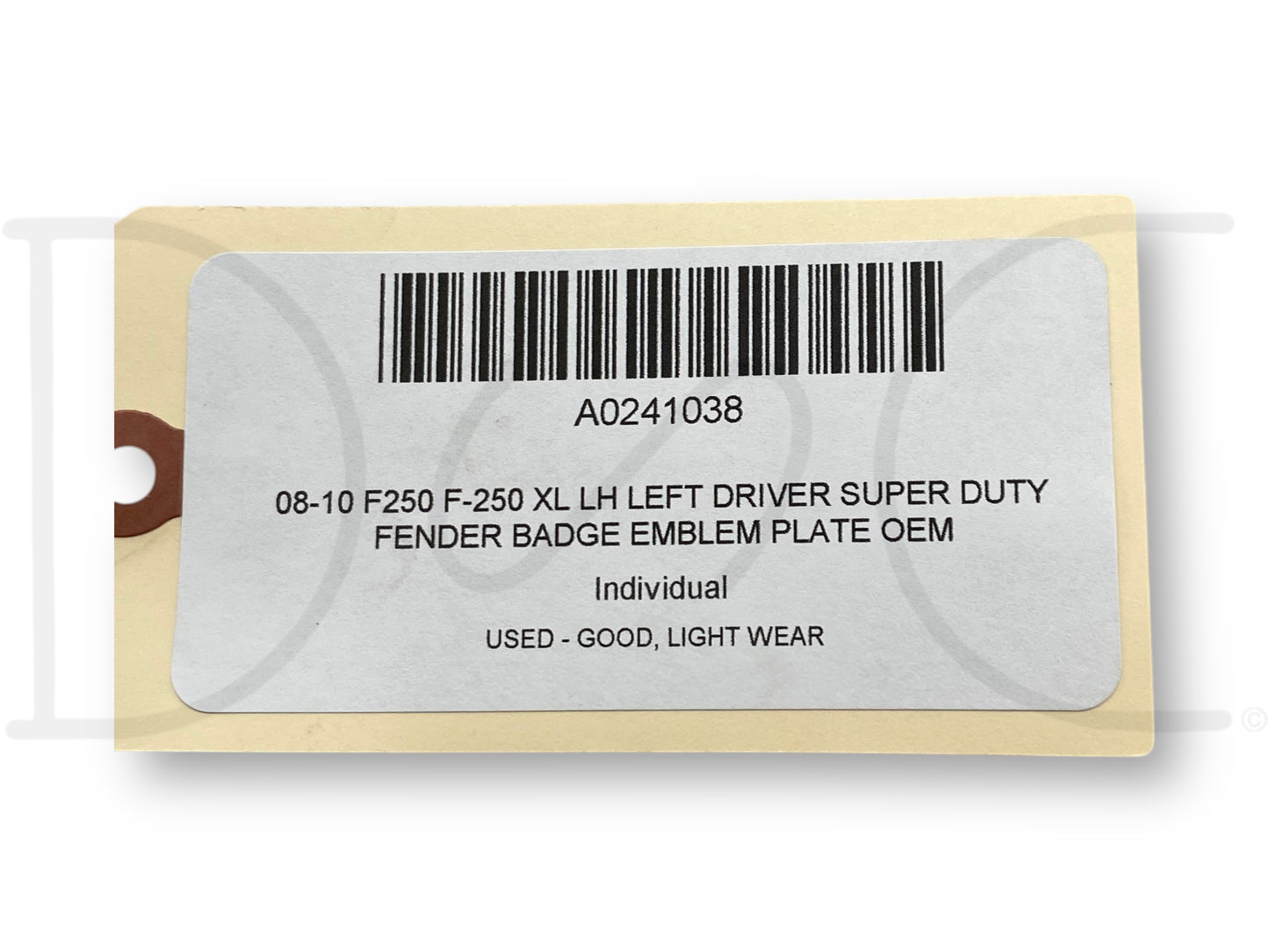 08-10 F250 F-250 XL LH Left Driver Super Duty Fender Badge Emblem Plate OEM
