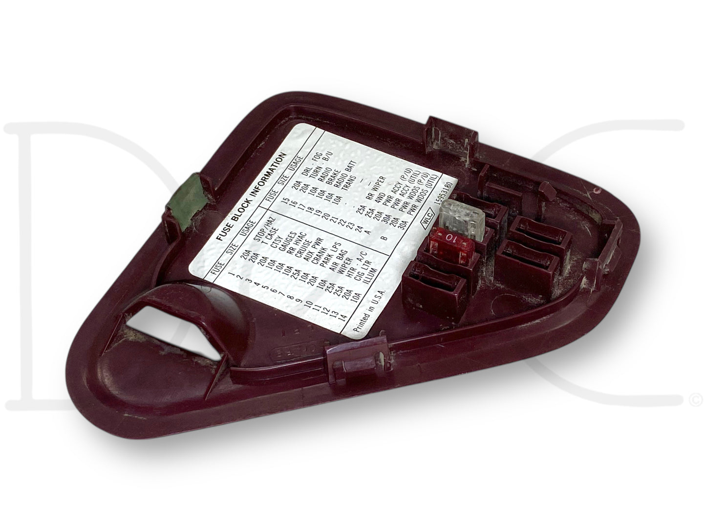 95-98 Chevy GMC C/K 1500 2500 3500 Interior Dash Relay Fuse Box Lid Cover Red