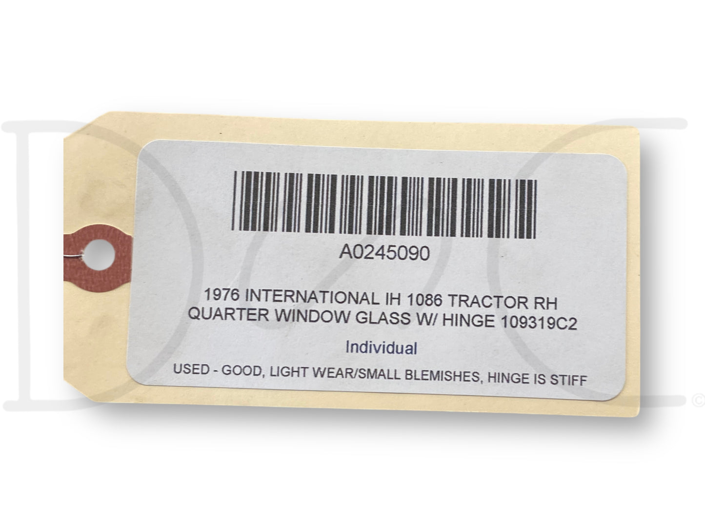 1976 International IH 1086 Tractor RH Quarter Window Glass W/ Hinge 109319C2