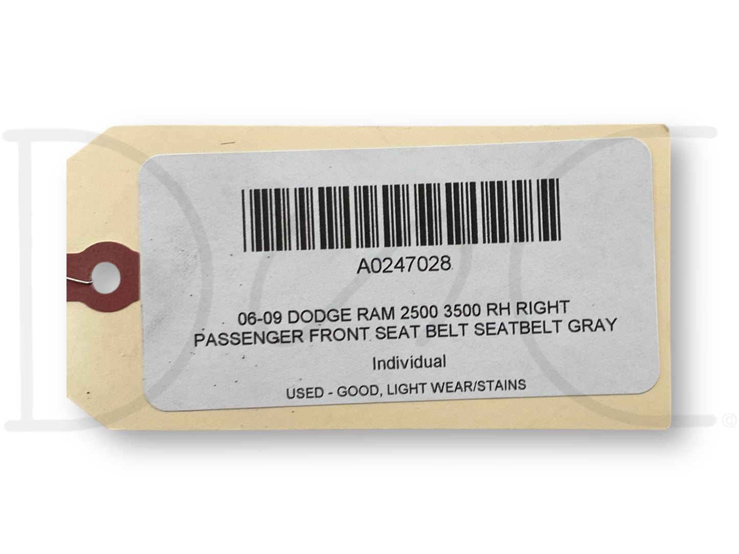 06-09 Dodge Ram 2500 3500 RH Right Passenger Front Seat Belt Seatbelt Gray OE