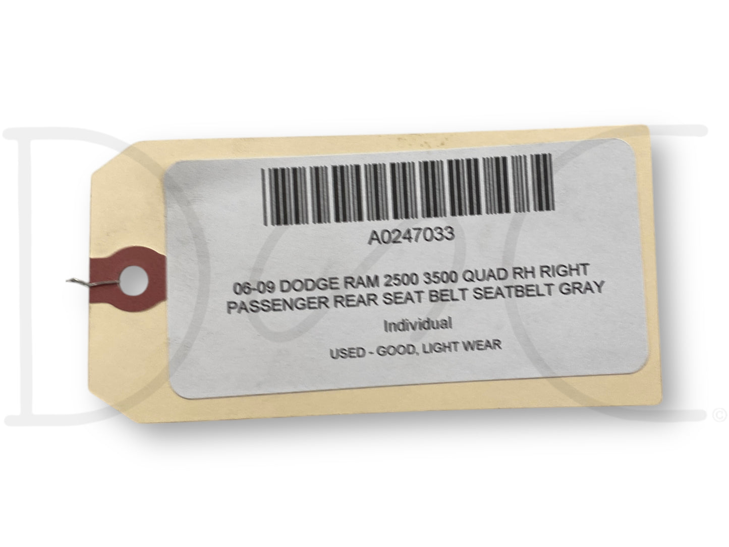 06-09 Dodge Ram 2500 3500 Quad RH Right Passenger Rear Seat Belt Seatbelt Gray