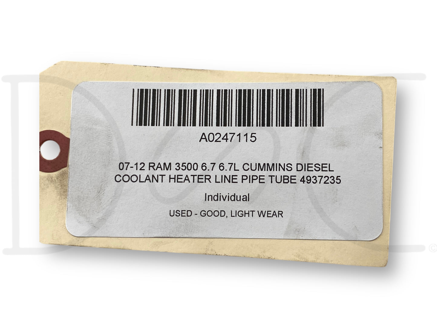 07-12 Ram 3500 6.7 6.7L Cummins Diesel Coolant Heater Line Pipe Tube 4937235
