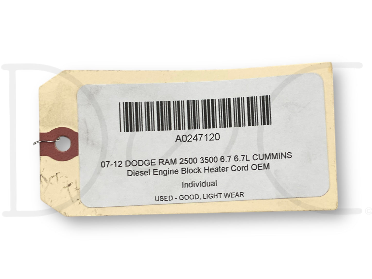 07-12 Dodge Ram 2500 3500 6.7 6.7L Cummins Diesel Engine Block Heater Cord OEM