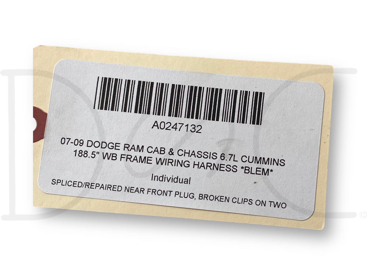 07-09 Dodge Ram Cab & Chassis 6.7L Cummins 188.5" WB Frame Wiring Harness *Blem*