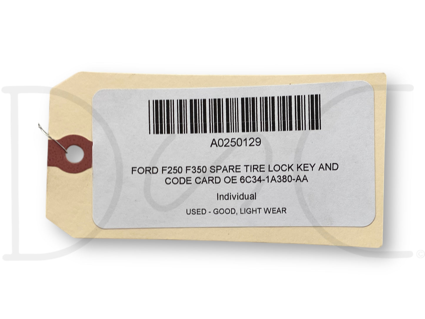 Ford F250 F350 Spare Tire Lock Key And Code Card OE 6C34-1A380-Aa