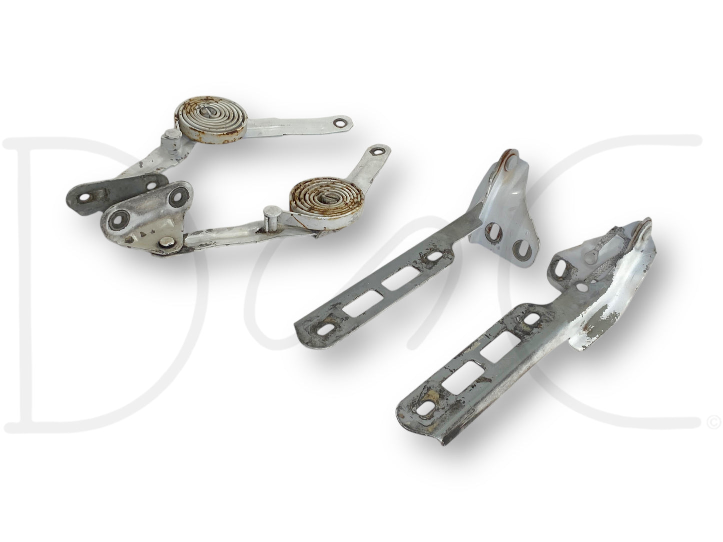 80-96 Ford F250 F350 Truck Hood Hinge And Spring Set White Hood Hinges Springs