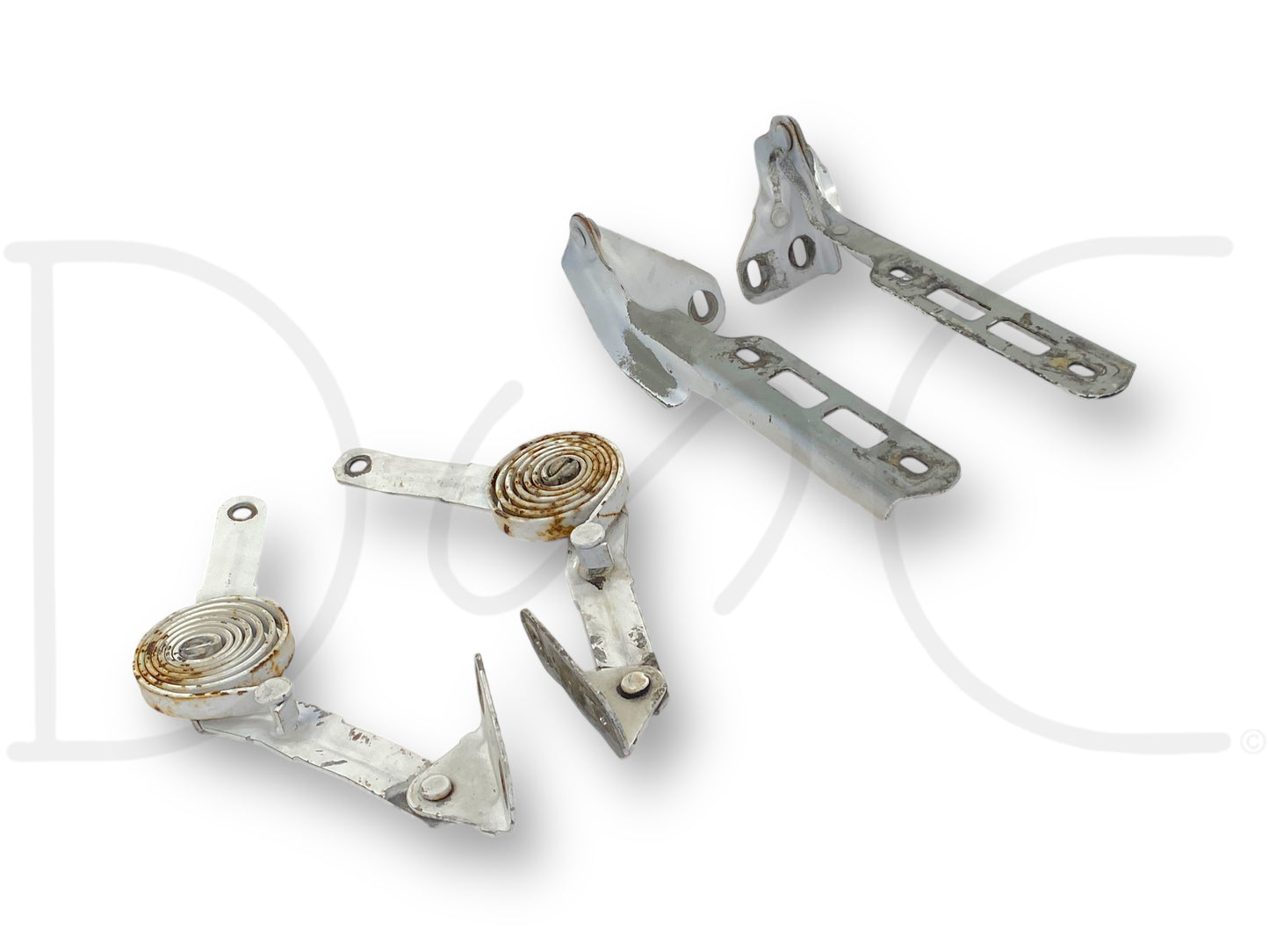 80-96 Ford F250 F350 Truck Hood Hinge And Spring Set White Hood Hinges Springs