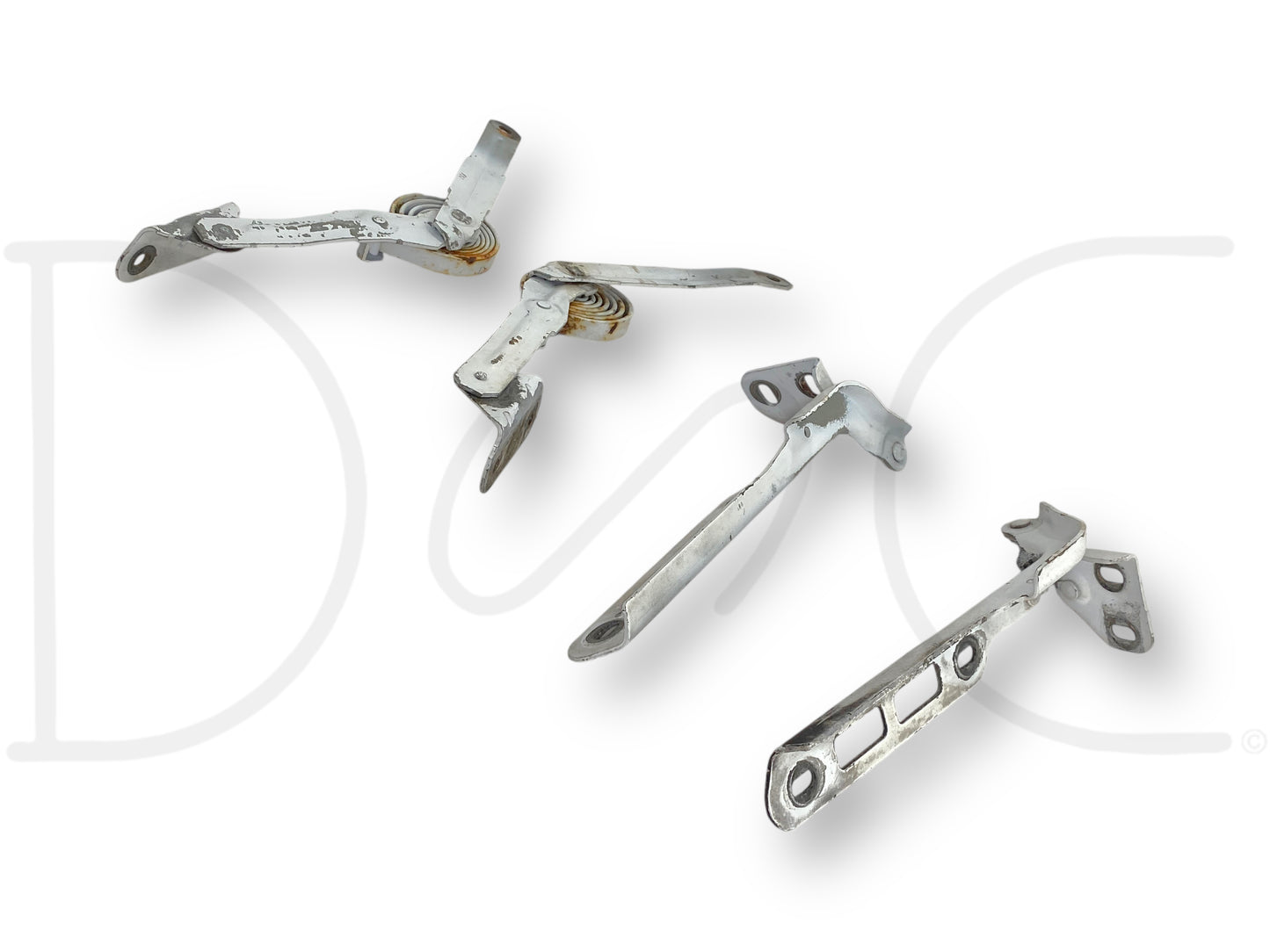80-96 Ford F250 F350 Truck Hood Hinge And Spring Set White Hood Hinges Springs