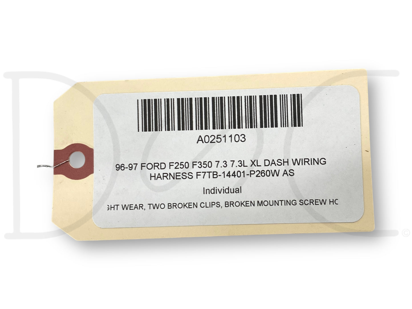 96-97 Ford F250 F350 7.3 7.3L XL Dash Wiring Harness F7Tb-14401-P260W As