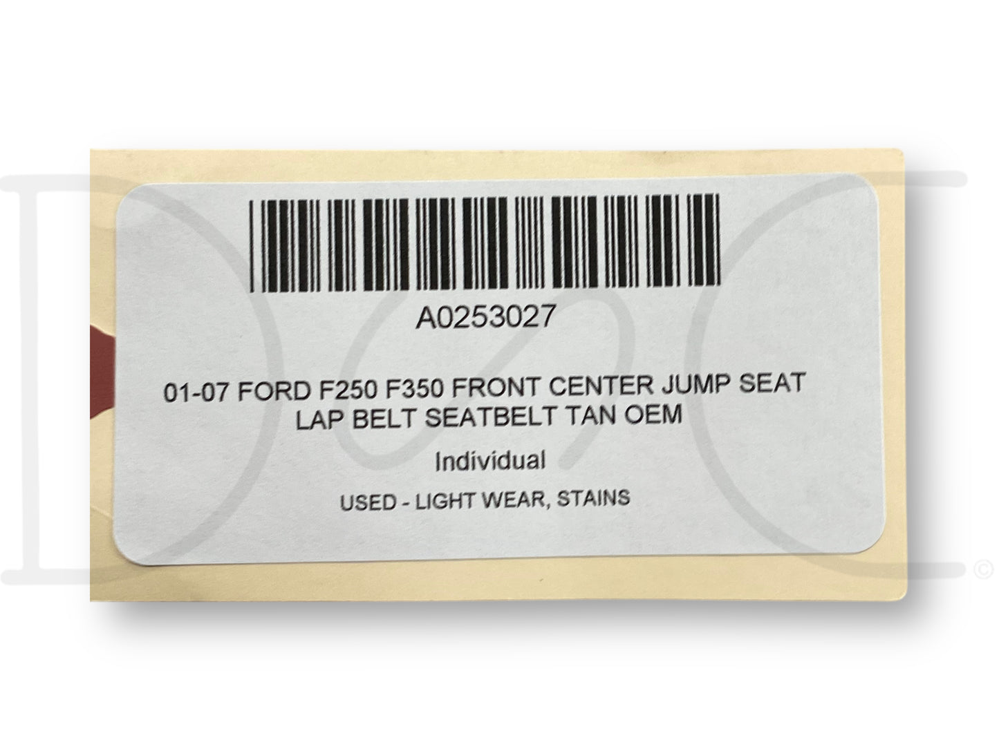 01-07 Ford F250 F350 Front Center Jump Seat Lap Belt Seatbelt Tan OEM