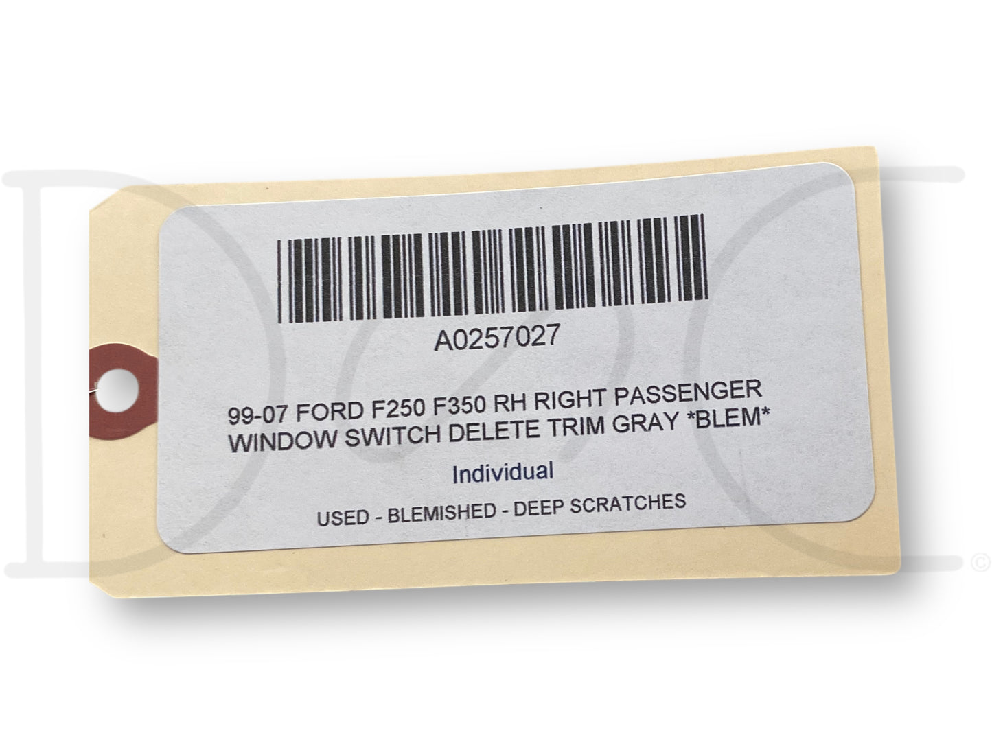 99-07 Ford F250 F350 RH Right Passenger Window Switch Delete Trim Gray *Blem*