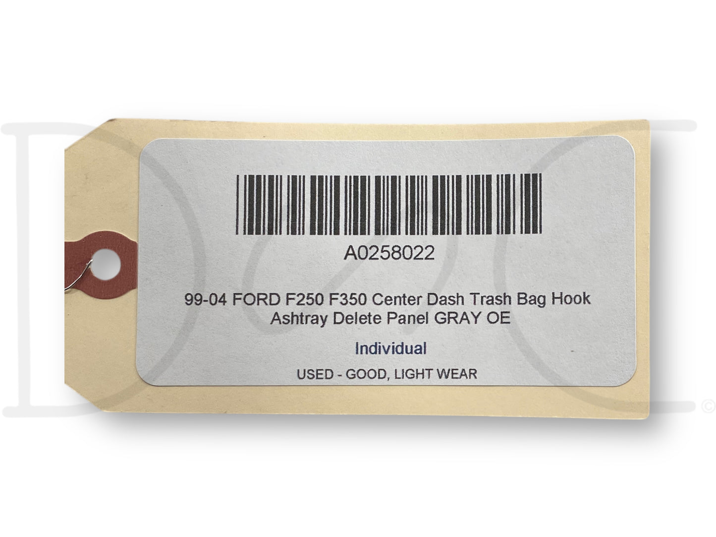 99-04 Ford F250 F350 Center Dash Trash Bag Hook Ashtray Delete Panel Gray OE