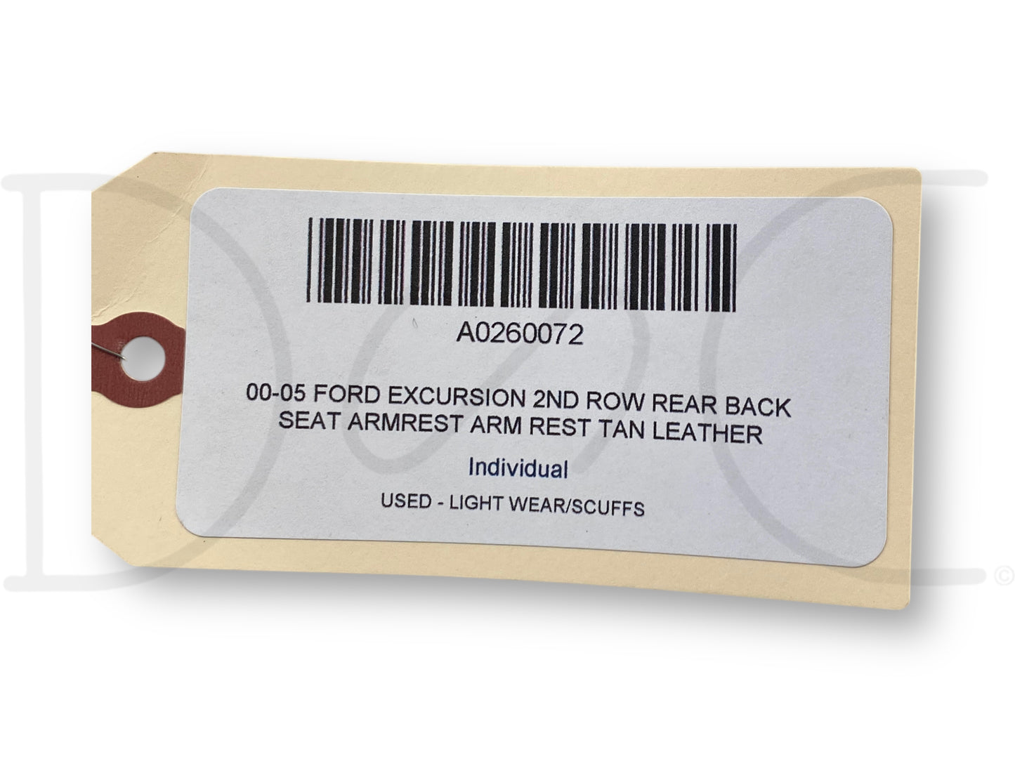 00-05 Ford Excursion 2nd Row Rear Back Seat Armrest Arm Rest Tan Leather