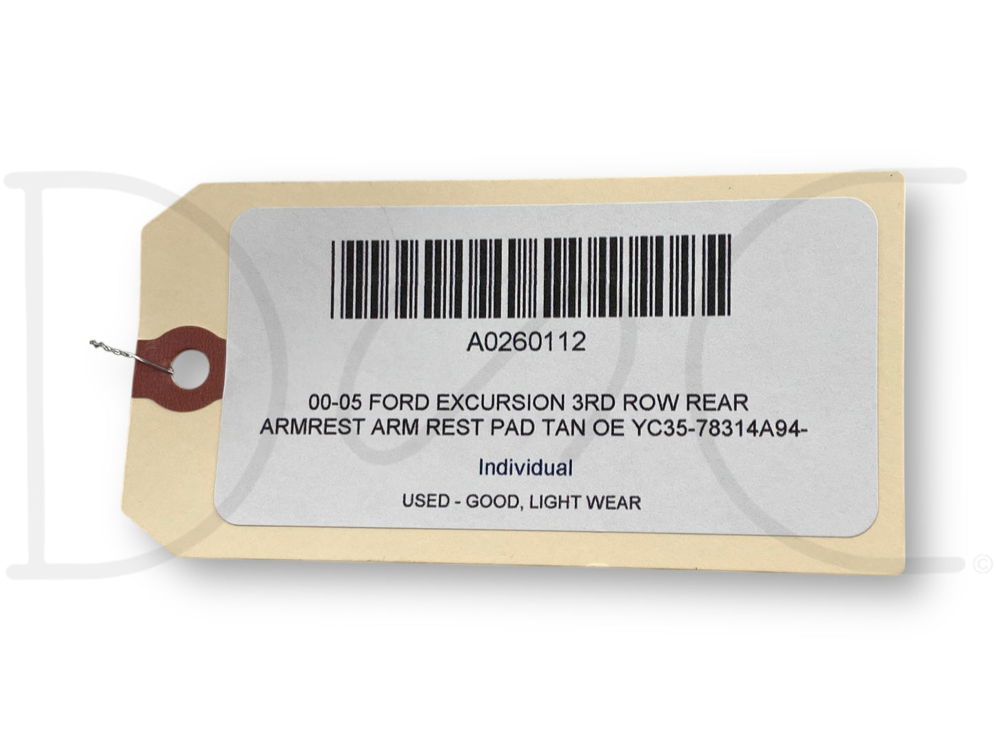 00-05 Ford Excursion 3rd Row Rear Armrest Arm Rest Pad Tan OE Yc35-78314A94-Adw