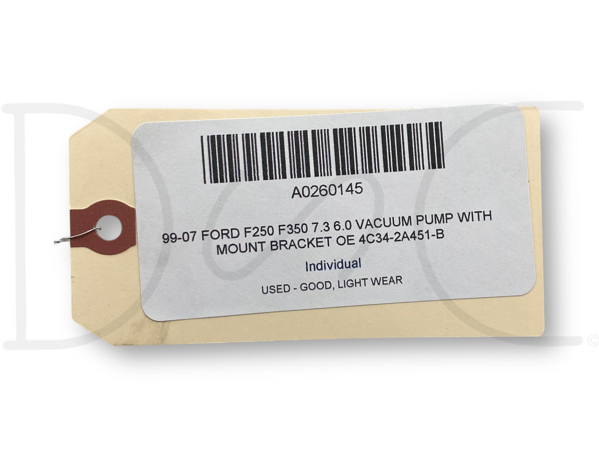 99-07 Ford F250 F350 7.3 6.0 Vacuum Pump With Mount Bracket OE 4C34-2A451-B