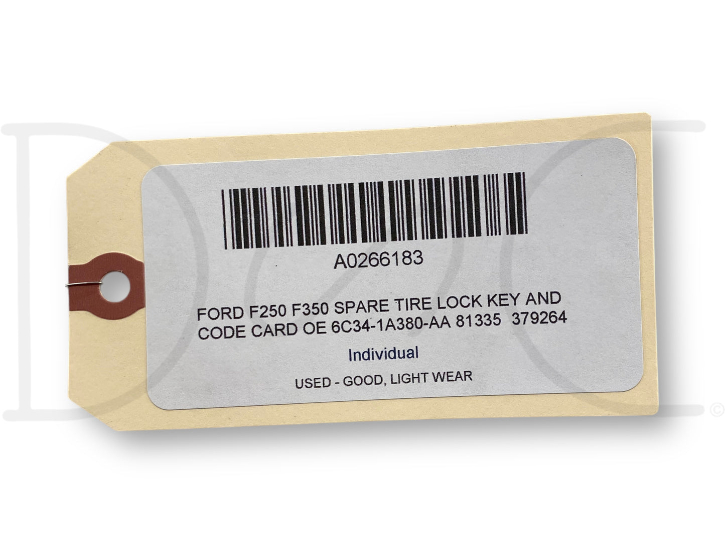 Ford F250 F350 Spare Tire Lock Key And Code Card OE 6C34-1A380-Aa 81335 379264