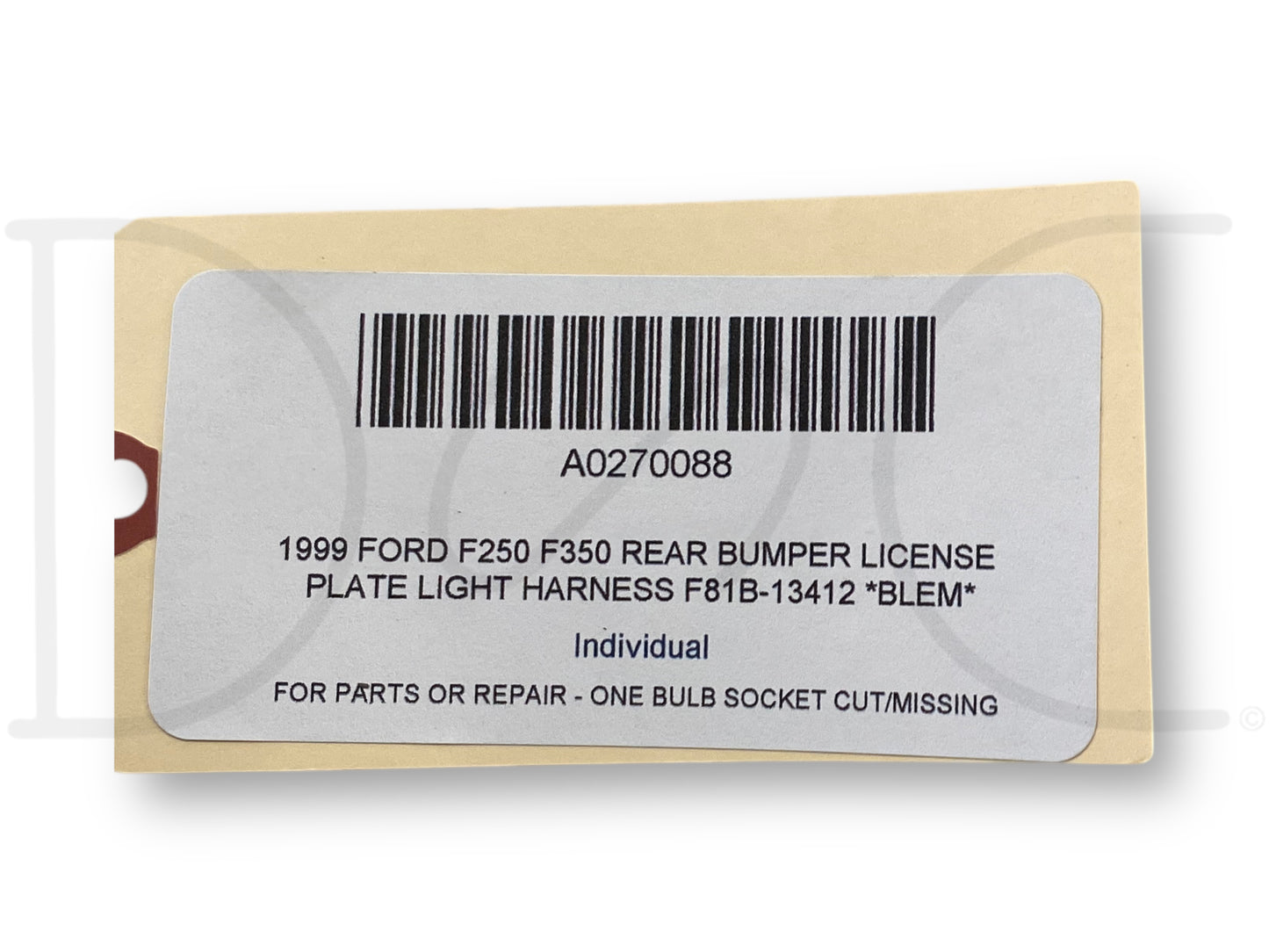 1999 Ford F250 F350 Rear Bumper License Plate Light Harness F81B-13412 *Blem*