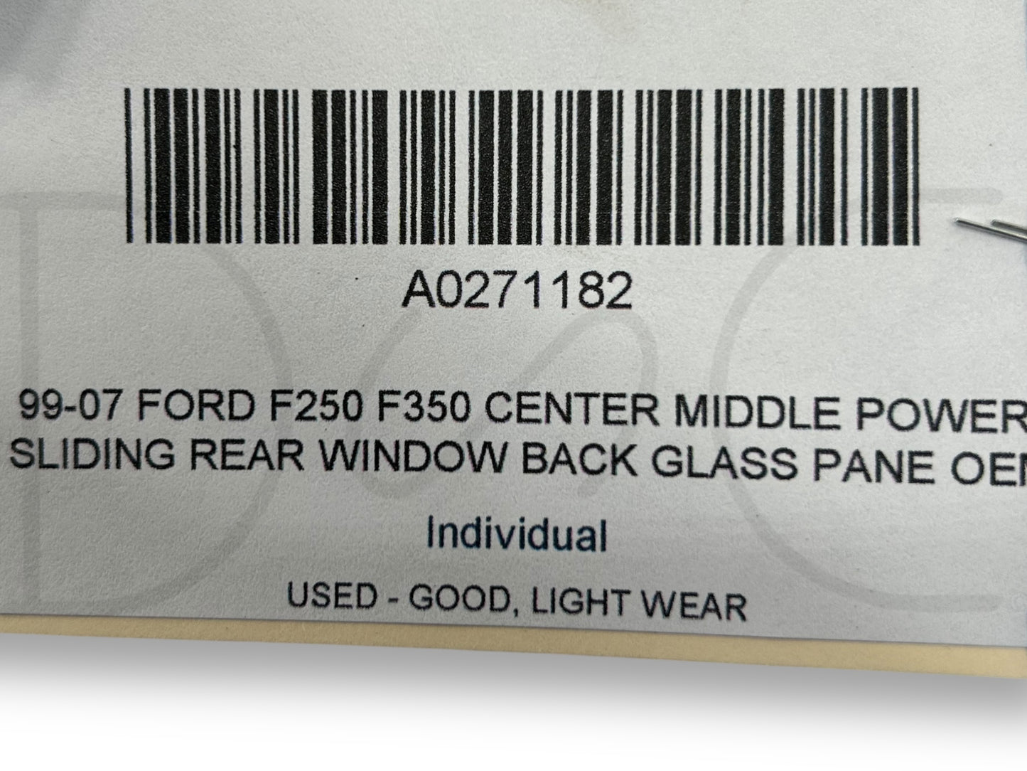 99-07 Ford F250 F350 Center Middle Power Sliding Rear Window Back Glass Pane OEM