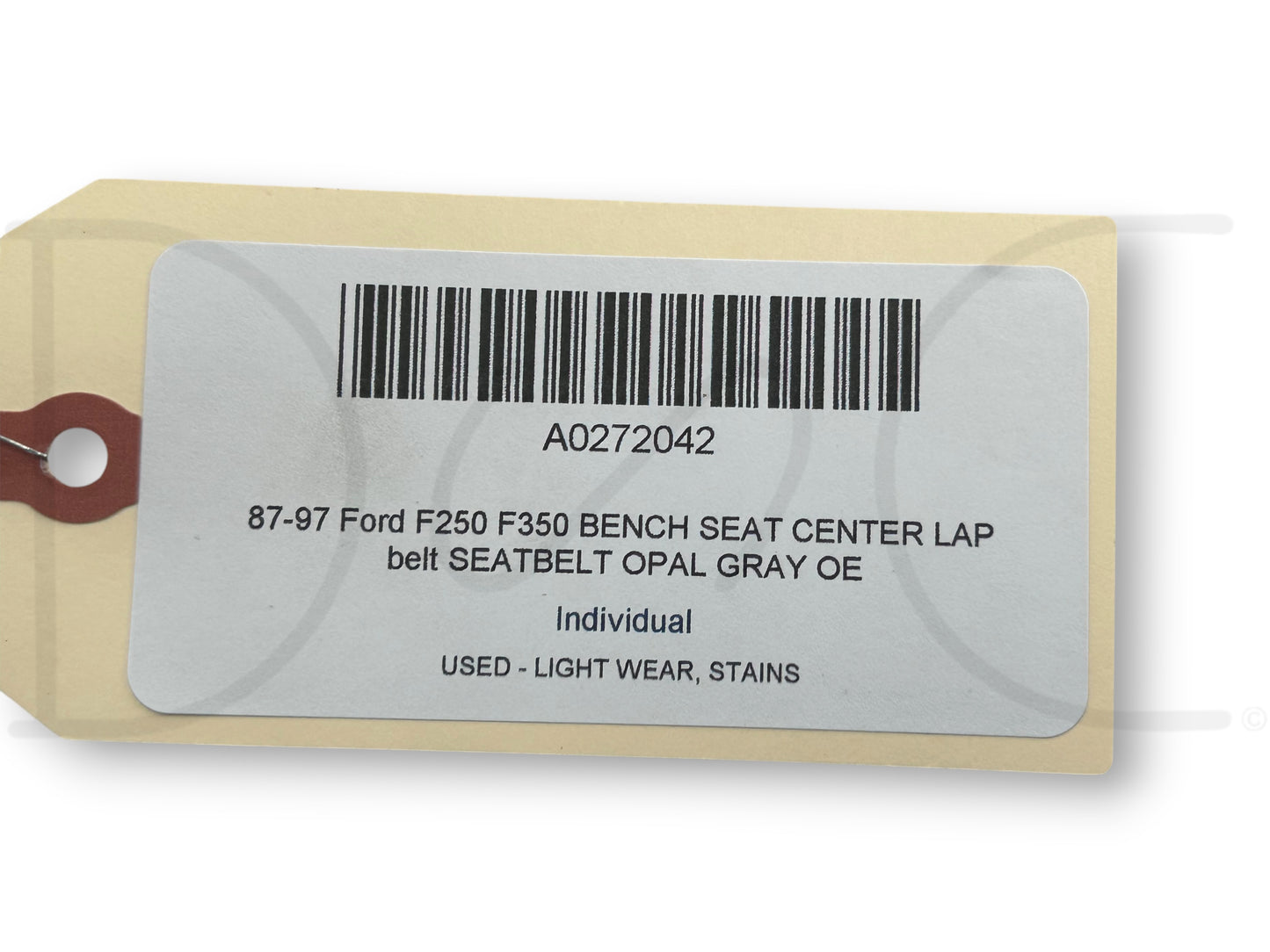 87-97 Ford F250 F350 Bench Seat Center Lap Belt Seatbelt Opal Gray OE