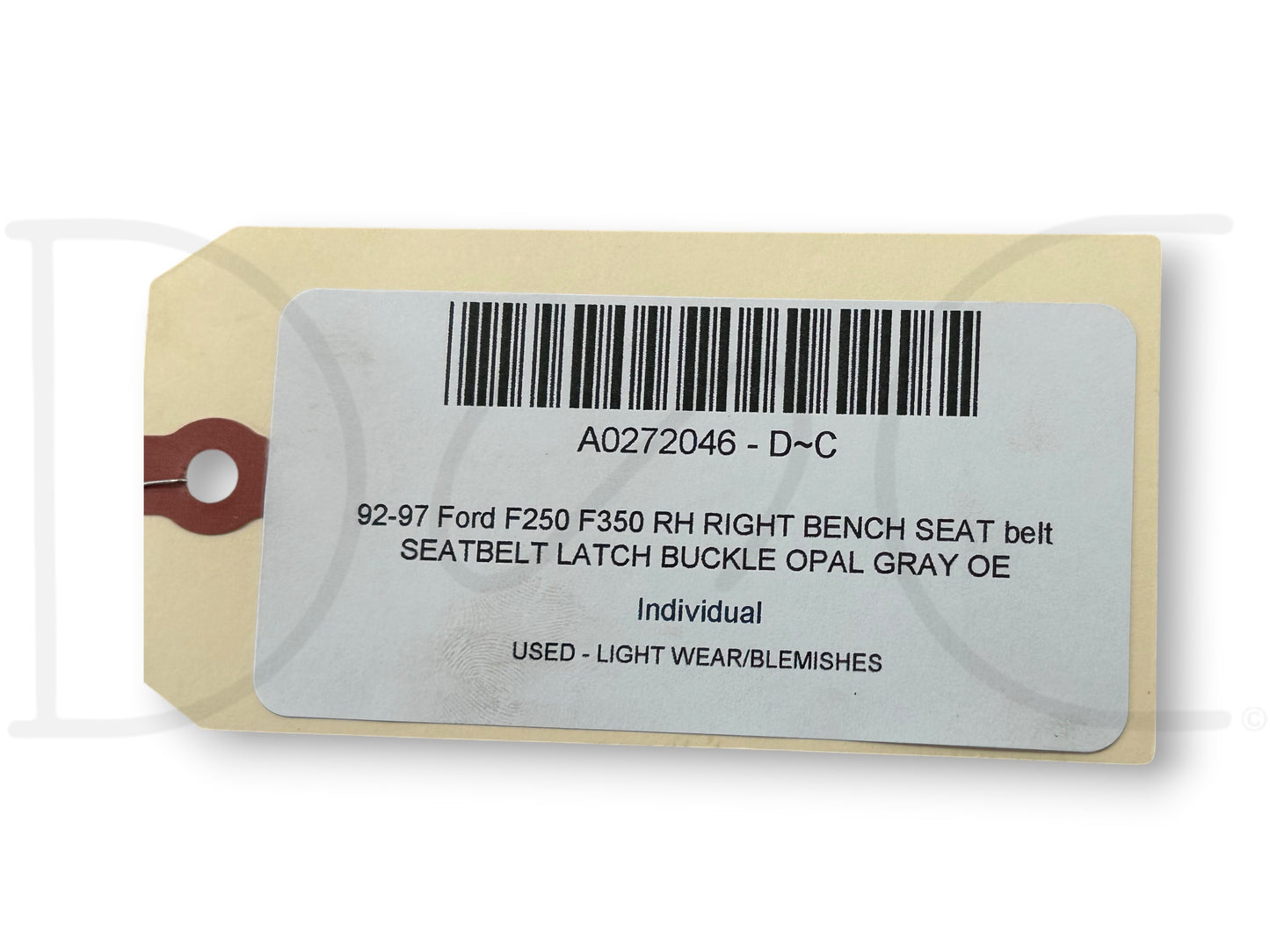 92-97 Ford F250 F350 RH Right Bench Seat Belt Seatbelt Latch Buckle Opal Gray OE