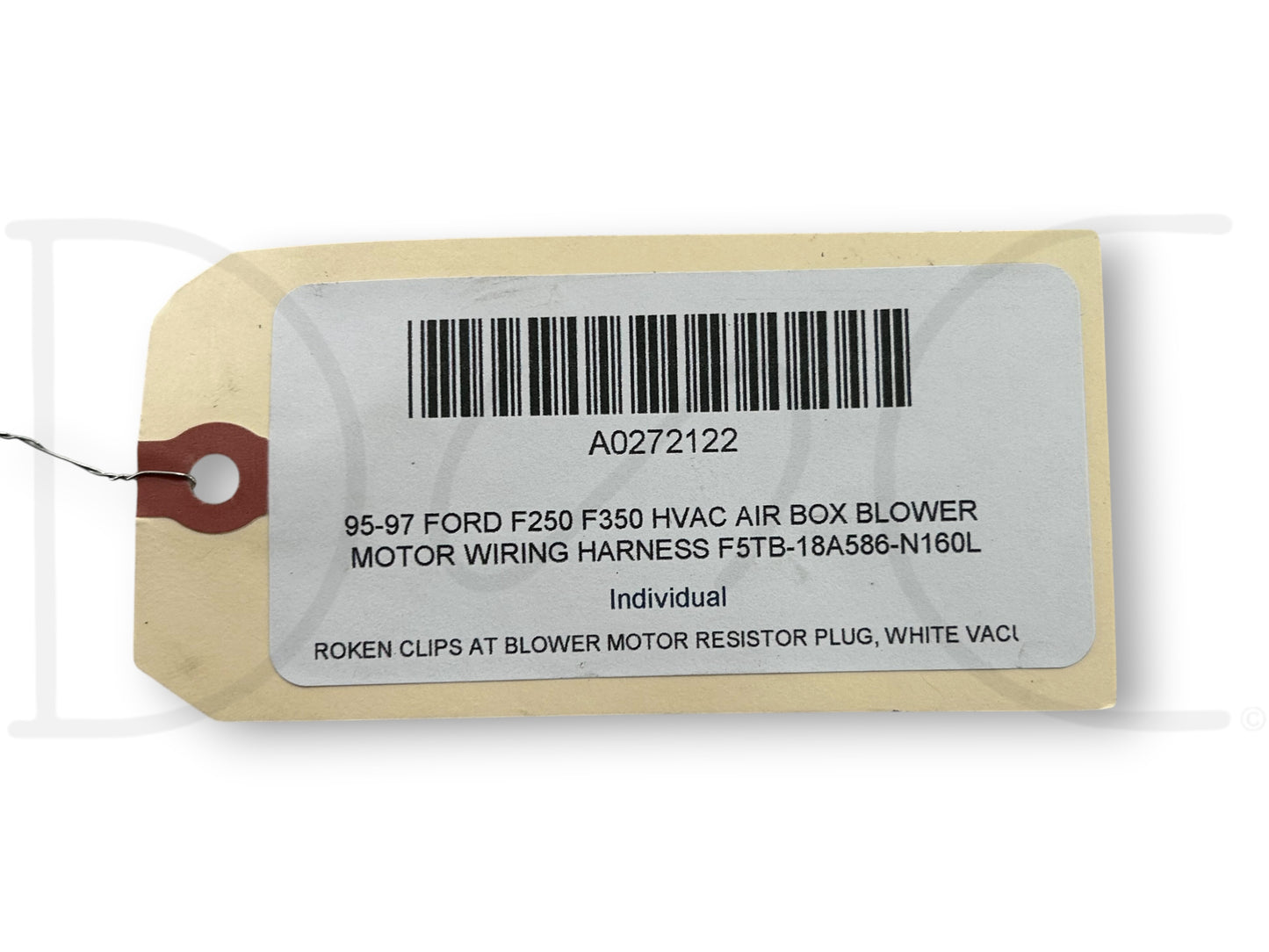 95-97 Ford F250 F350 HVAC Air Box Blower Motor Wiring Harness F5Tb-18A586-N160L