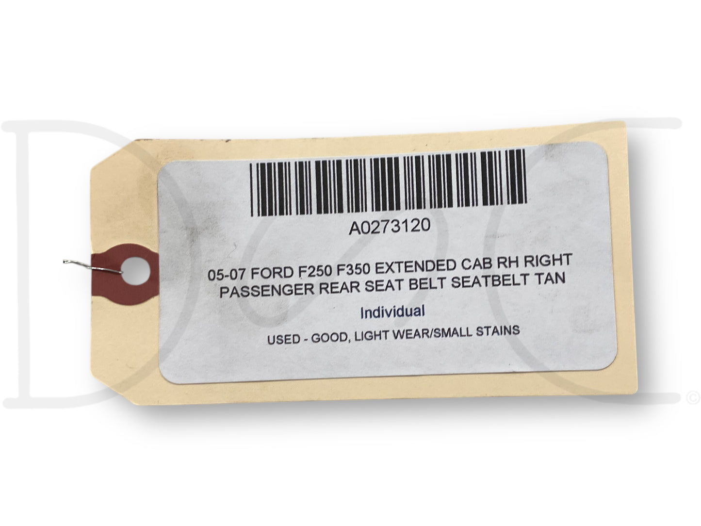 05-07 Ford F250 F350 Extended Cab RH Right Passenger Rear Seat Belt Seatbelt Tan