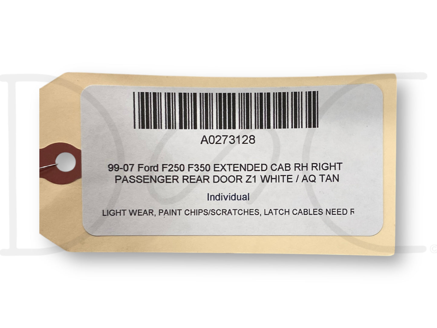 99-07 Ford F250 F350 Extended Cab RH Right Passenger Rear Door Z1 White / Aq Tan