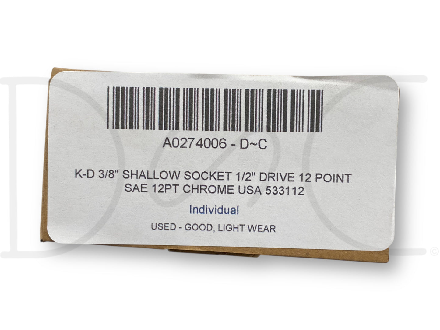 K-D 3/8" Shallow Socket 1/2" Drive 12 Point Sae 12Pt Chrome USA 533112