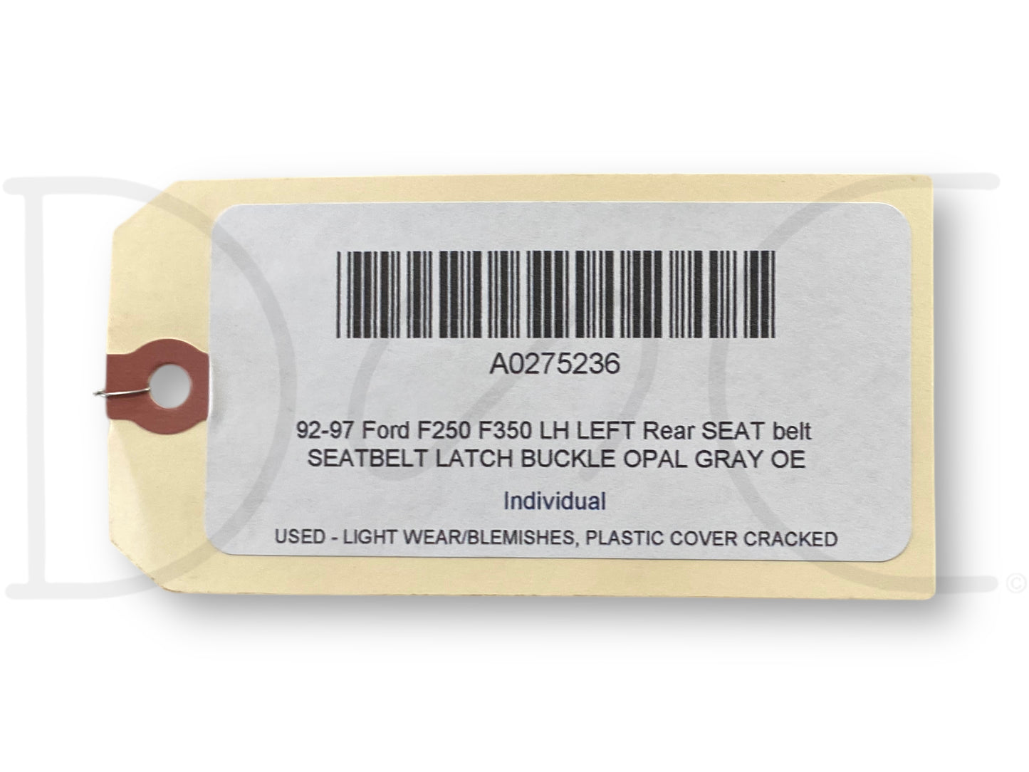 92-97 Ford F250 F350 LH Left Rear Seat Belt Seatbelt Latch Buckle Opal Gray OE