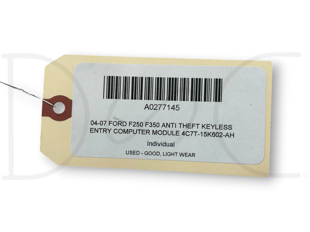 04-07 Ford F250 F350 Anti Theft Keyless Entry Computer Module 4C7T-15K602-Ah