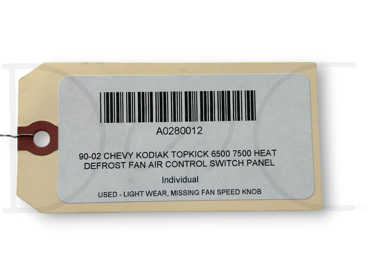 90-02 Chevy Kodiak Topkick 6500 7500 Heat Defrost Fan Air Control Switch Panel