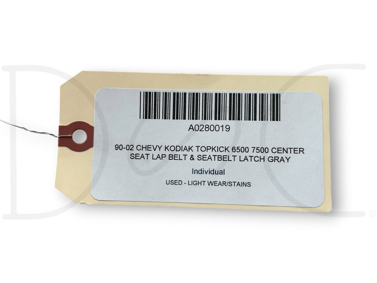 90-02 Chevy Kodiak Topkick 6500 7500 Center Seat Lap Belt & Seatbelt Latch Gray
