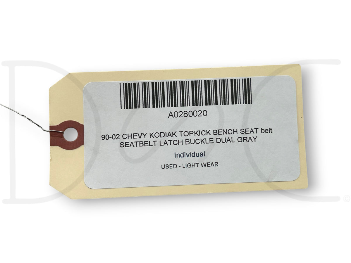 90-02 Chevy Kodiak Topkick Bench Seat Belt Seatbelt Latch Buckle Dual Gray