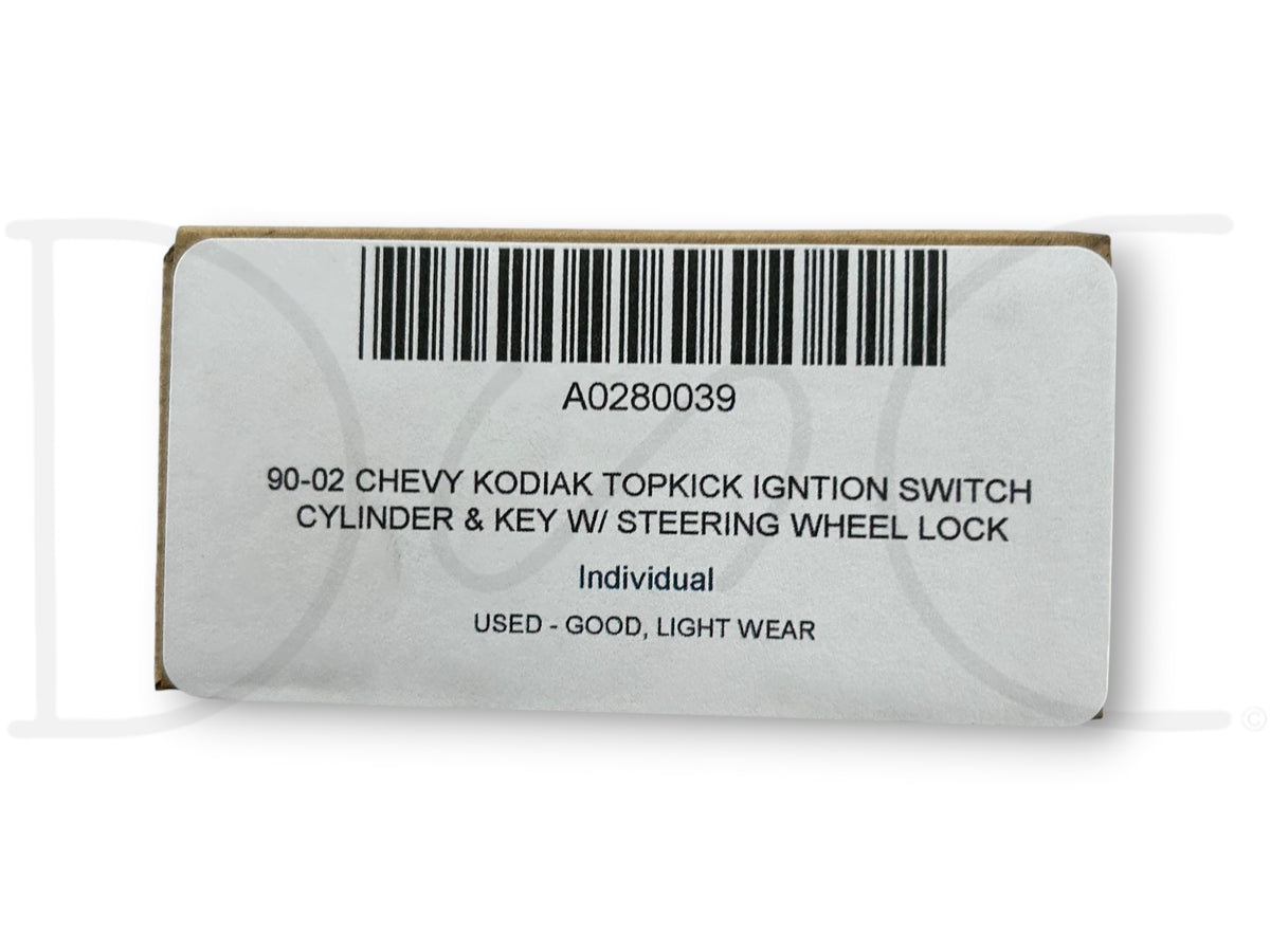 90-02 Chevy Kodiak Topkick Igntion Switch Cylinder & Key W/ Steering Wheel Lock