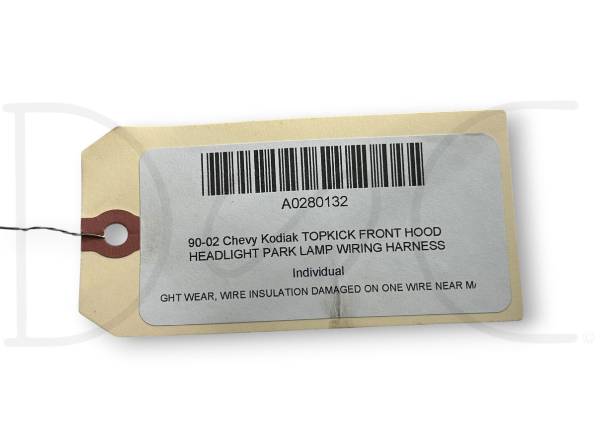90-02 Chevy Kodiak Topkick Front Hood Headlight Park Lamp Wiring Harness
