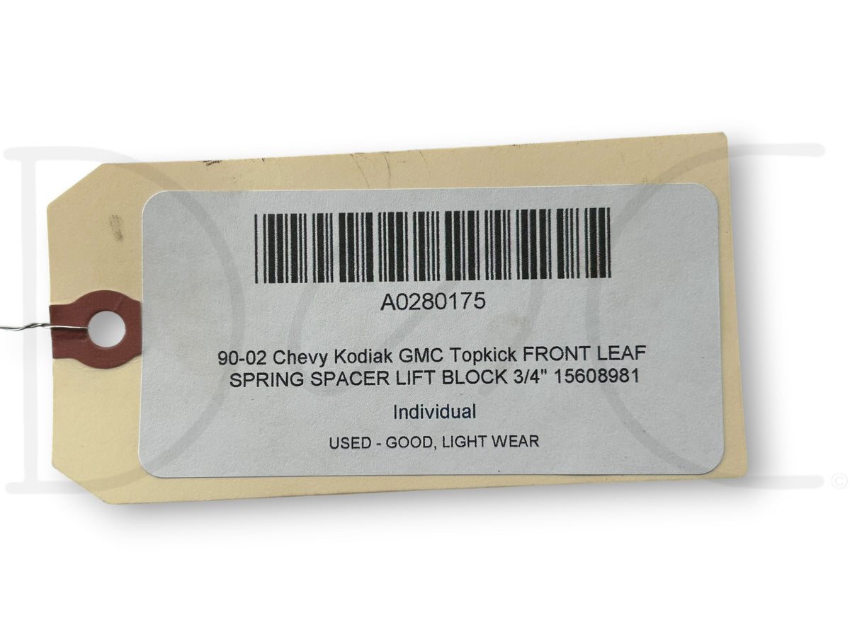 90-02 Chevy Kodiak GMC Topkick Front Leaf Spring Spacer Lift Block 3/4" 15608981