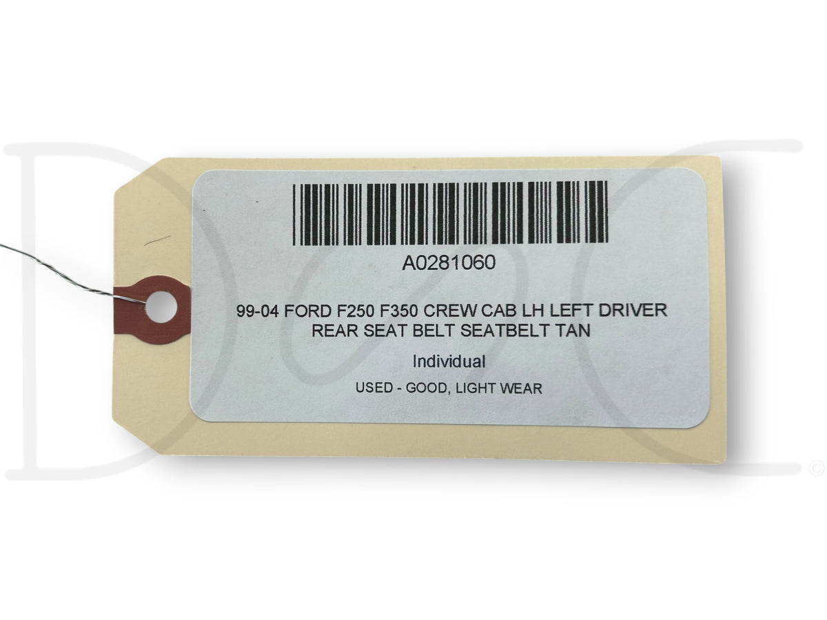 99-04 Ford F250 F350 Crew Cab LH Left Driver Rear Seat Belt Seatbelt Tan