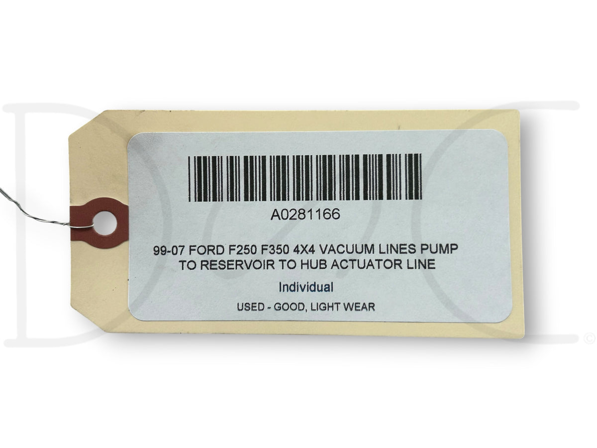 99-07 Ford F250 F350 4X4 Vacuum Lines Pump To Reservoir To Hub Actuator Line