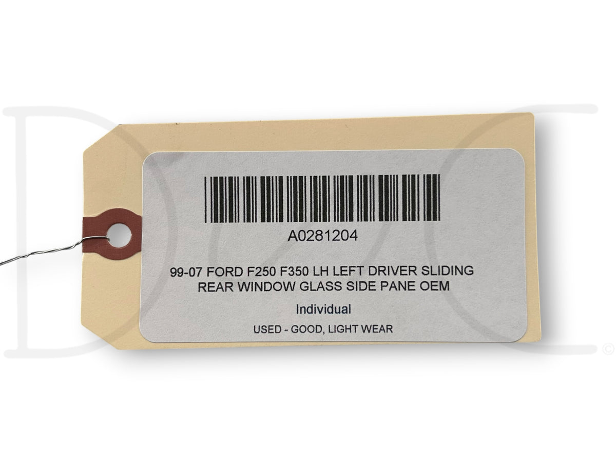 99-07 Ford F250 F350 LH Left Driver Sliding Rear Window Glass Side Pane OEM