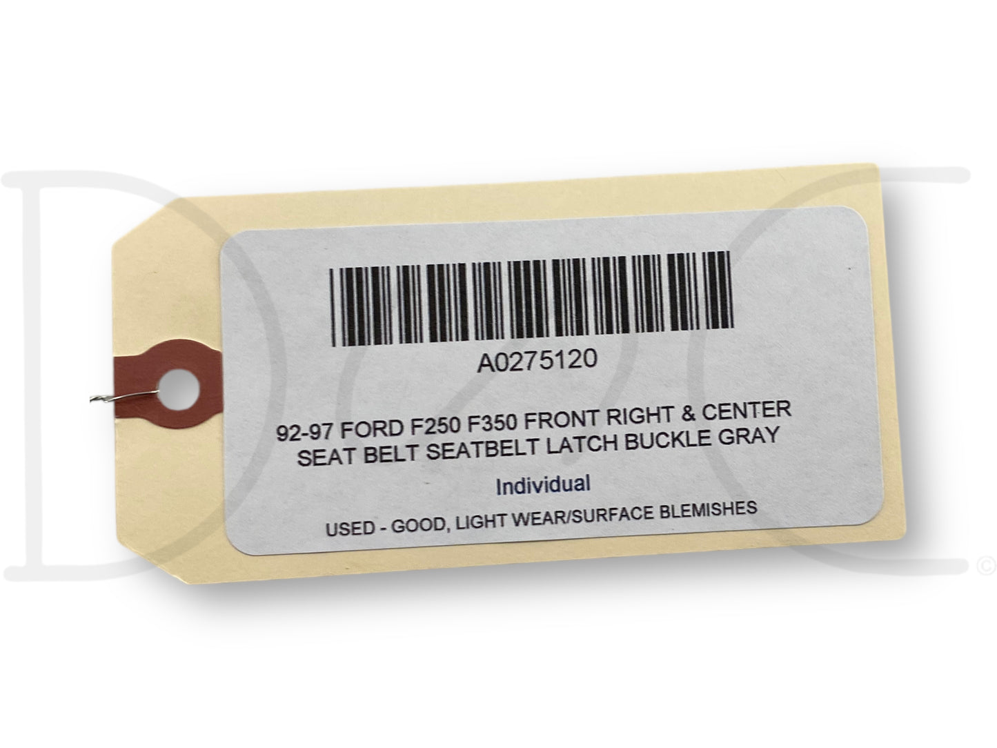 92-97 Ford F250 F350 Front Right & Center Seat Belt Seatbelt Latch Buckle Gray