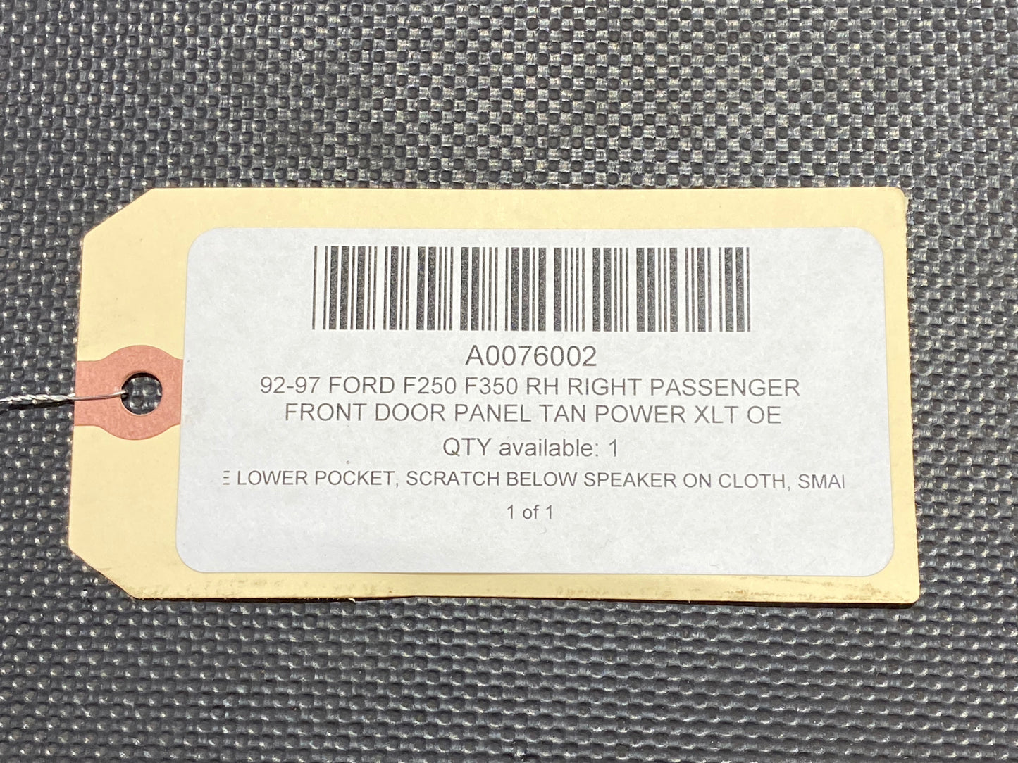 92-97 Ford F250 F350 RH Right Passenger Front Door Panel Tan Power XLT OE