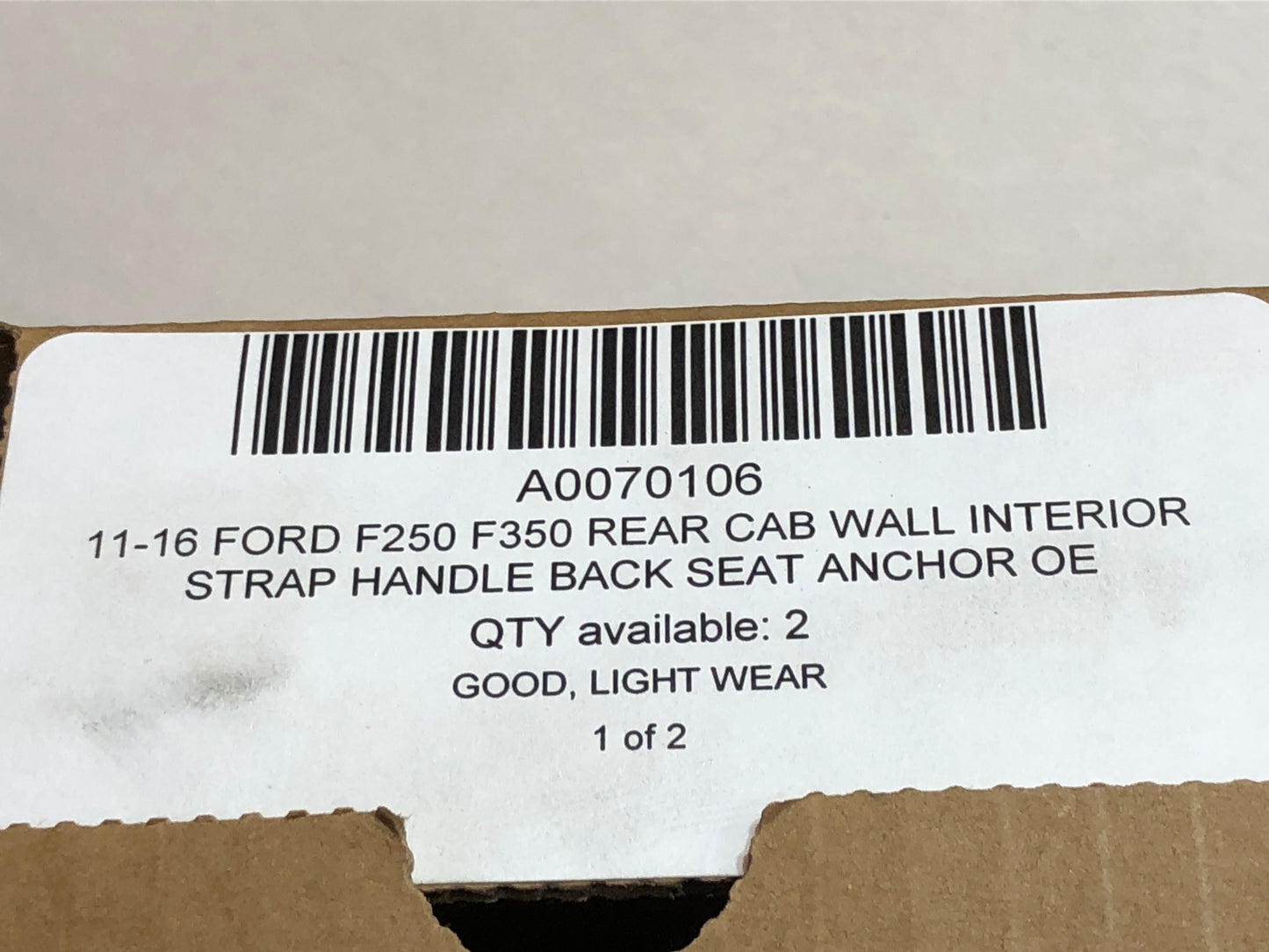11-16 Ford F250 F350 Rear Cab Wall Interior Strap Handle Back Seat Anchor OE