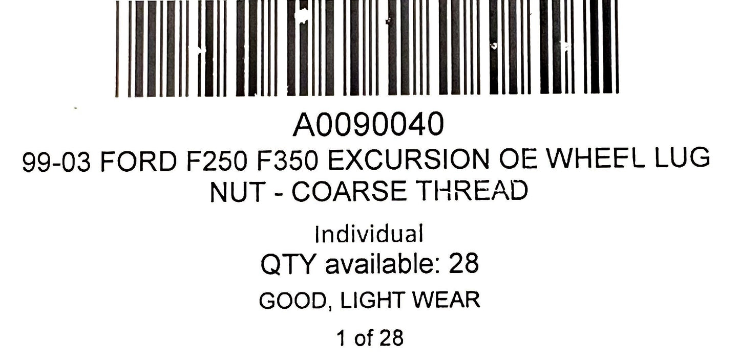 99-02 Ford F250 F350 Excursion OE Wheel Lug Nut - Coarse Thread