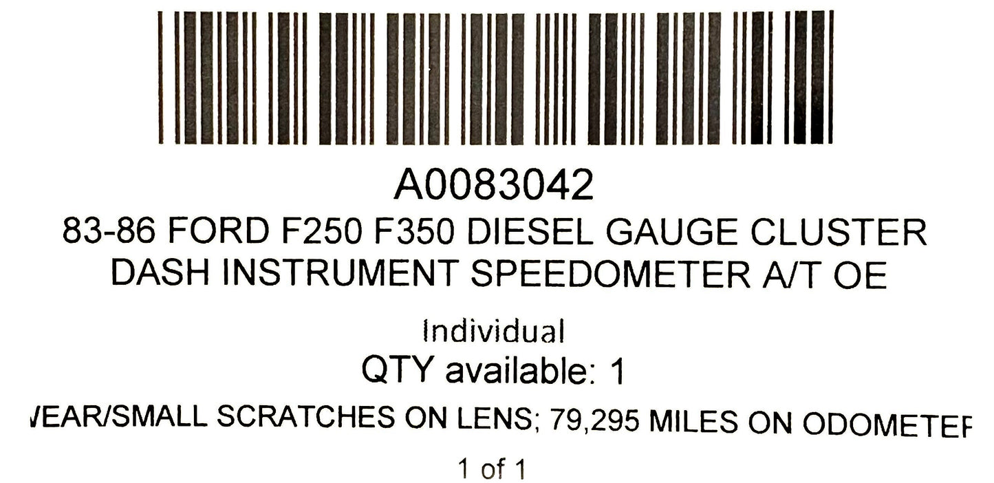 83-86 Ford F250 F350 Diesel Gauge Cluster Dash Instrument Speedometer A/T OE